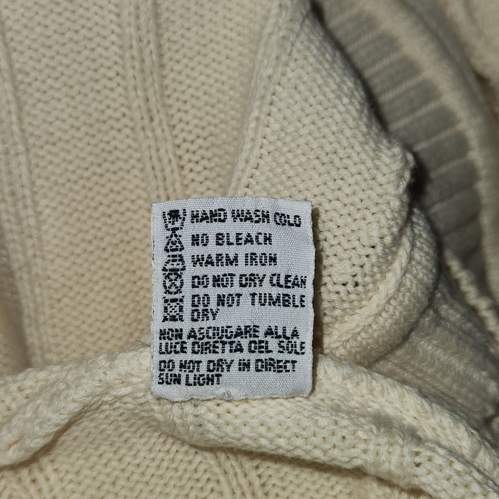 United Colors of Benetton Cream Ribbed Cotton Cardigan Sweater Made in Italy L - Picture 7 of 7